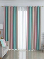 QYFLRDF On Sales Petrel Pink Blue Stripe Chenille Custom Made Curtains(Color: Pink Blue)