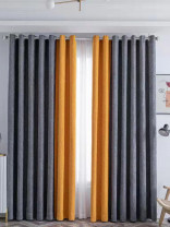 QYFLRDK On Sales Petrel Grey Orange Chenille Custom Made Curtains(Color: Grey Orange)