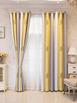 QYFLRDP On Sales Petrel Yellow Grey Stripe Custom Made Curtains(Color: Yellow Grey)