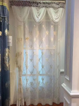 QYFLS2020J Kosciuszko Embroidered Flowers White Custom Made Sheer Curtains 