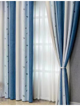 QYH2407B Made To Measure Chenille Curtains Stripe Ginkgo Biloba