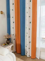 QYH2407BS Ginkgo Biloba Chenille Curtain Fabric Samples(Color: Orange)