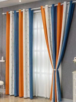 QYH2407C Made To Measure Eyelet Curtains Thick Chenille Stars(Color: Orange)