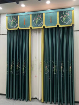 QYHL226B Silver Beach Embroidered Orchid Fragrant Thoroughwort Faux Silk Custom Made Curtains