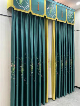 QYHL226BA Embroidered Orchid Fragrant Thoroughwort Faux Silk Pleated Ready Made Drapes For Bay Windows