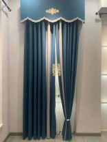 QYI2021CA New Arrival Goulburn European Cashmere Applique Grey Blue Ready Made Curtains