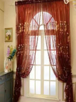 QYI221A Venus Embroidery Beautiful Flowers Custom Made Sheer(Color: Red)