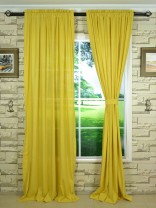 QYK246SCE Eos Linen Beige Yellow Solid Rod Pocket Sheer Curtain