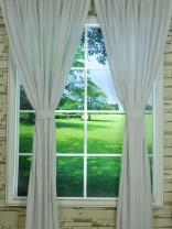 QYK246SAE Eos Linen Natural Solid Rod Pocket Sheer Curtains (Color: White)