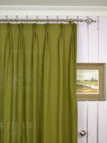 QYK246SDK Eos Linen Green Blue Solid Triple Pinch Pleat Sheer Curtain