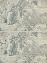 Eos Ancient Life Printed Faux Linen Fabric Sample (Color: Midnight Green)