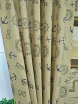 Eos Nautical Printed Faux Linen Custom Made Curtains
