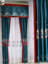 Silver Beach Embroidered Full moon Faux Silk Custom Made Curtains