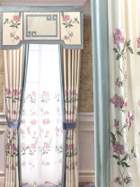 Silver Beach Embroidered Magnolia Beige Brown Faux Silk Custom Made Curtains