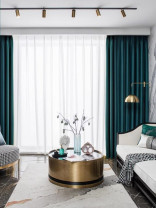 QYL202310BA New Arrival Petrel Blue Grey Pink Gold Wave Pattern Faux Linen Ready Made Curtains For Living Room