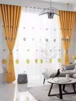 QYOM1221E Cradle Football Grey Yellow Custom Made Children Curtains(Color: Yellow)
