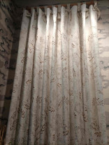 QYQ241AD Tab Top Embroidered Linen Blackout Curtains Ready Made