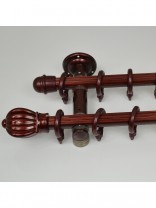 QYR0421 28mm Buller Aluminum Alloy Double Curtain Rod Set (Color: Red Wood)