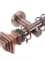 QYR09 28mm diameter Hayward Red Bronze Steel Curtain Rod Set With Ball And Square Finial  