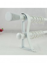 19mm Hollow Cork Finial Steel Double Curtain Rod Set Custom Length Curtain Pole (Color: White)