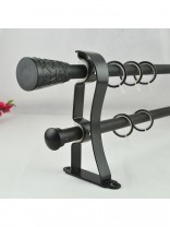 19mm Floral Cork Finial Steel Double Curtain Rod Set