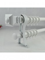 28mm Square Finial Steel Double Curtain Rod Set Custom Length Curtain Pole (Color: White)