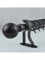 28mm Ball Finial Steel Single Curtain Rod Set