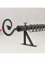 22mm Black Wrought Iron Single Curtain Rod Set with Tail Finial