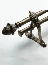 QYR39 28mm diameter Black Brush Gold Peacock Bracket Single Double Curtain Rod Sets