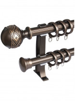 QYR45 28mm Carved Ivory Black Bronze Ball Finial Aluminum Alloy Single Double Curtain rod set