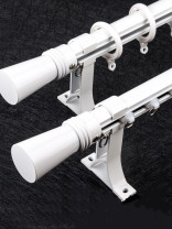 QYR72 White Black Aluminum Alloy Curtain Rod Set With Rollers and Rings