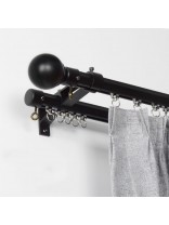 QYRY07 Sonder Black Metal Curtain Rod Set With Metal Rollers