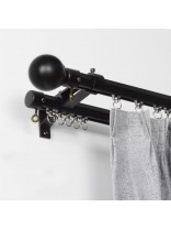 QYRY07 Black Metal Curtain Rod Set With Metal Rollers