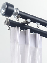QYRY17 White Black Aluminum alloy Curtain Rod Set With Rollers For living room