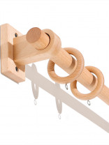 QYT06 25mm Ash Wood Single Wooden Curtain Rod Sets 