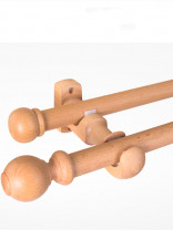 QYT08 29mm Ash Wood Single Double Wooden Curtain Rod Sets 