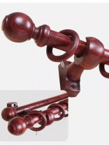QYT10 29mm Bright Red Wood Single Double Wooden Curtain Rod Sets 