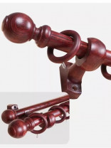 QYT10 29mm Red Wood Single Double Curtain Rod Sets 