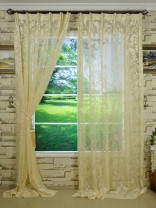 QYT101SAA Vintage Burnt-out Velvet Floral Versatile Pleat Sheer Curtain