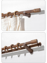 QYT17 Black Walnut Wooden Curtain Poles Wood Drapery Hardware(Color: Black walnut)