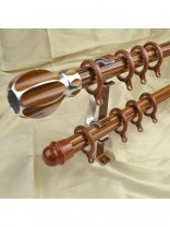 QYT2321 28mm Wood Grain Rhombus Aluminum Alloy Double Curtain Rod Set