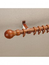 QYT2822 28mm Wood Grain Nano Mute Single Curtain Rod Set Acorn Finial Teak Color