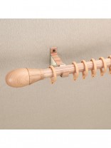 QYT2920 28mm Colorful Wood Grain Single Curtain Rod Set Egg Finial Pink Wood Color