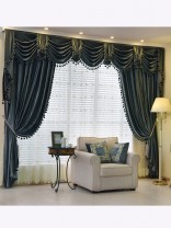 New arrival Twynam Grey and Black Waterfall and Swag Valance and Sheers Custom Made Chenille Velvet Curtains