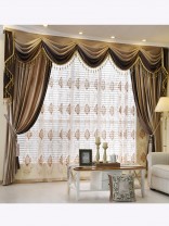 New arrival Twynam Brown Plain Waterfall and Swag Valance and Sheers Custom Made Chenille Velvet Curtains