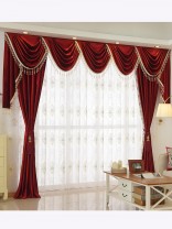 New arrival Twynam Pink Red and Purple Waterfall and Swag Valance and Sheers Custom Made Chenille Velvet Curtains