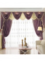 New arrival Twynam Purple and Red Waterfall and Swag Valance and Sheers Custom Made Chenille Velvet Curtains