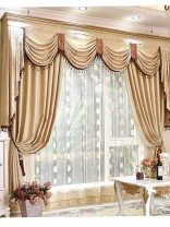 On sales!!! Baltic Jacquard Beige Floral Waterfall and Swag Valance and Sheers and Chenille Curtains Pair