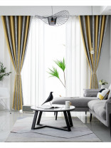 QYYL2208B Illawarra Plain Faux Linen Stripe Blackout Custom Made Curtains