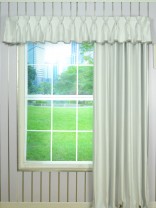 Available!!! Solid Double Pinch Pleat Valance and Curtains with Gimp Fabric Trim